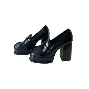 H&M Chunky Block Heeled Platform Loafers Black 39